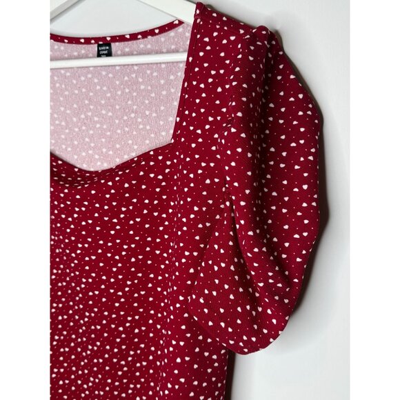 SHEIN Curve 3XL Red Heart Mini Dress • Puff Sleeve Plus Size - Picture 7 of 11
